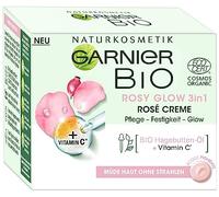 Garnier Face Cream, Bio Rosy Glow 3-in-1 Rose Cream, for tired, dull skin, gives the skin a youthful glow, nourishes and firms the skin with organic rose hip oil and vitamin C, 50 ml