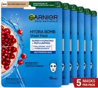Garnier Face Sheet Masks 5 Pack Vitamin C Aloe Green Tea Pomegranate Choose