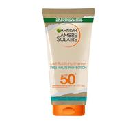 Garnier GARNIER Ambre Solaire - Moisturizing Fluid Milk - High Sun Protection - SPF 50 - Protects from UVA & UVB - 24h Hydration - Water Resistant - Invisible Finish - Face & Body - 175 ml