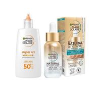 Garnier Glow & Protect Duo: Natural Bronzer Self-Tan Drops (30ml) & Ambre Solaire Vitamin C Facial SPF50+ Fluid (40ml) Bundle