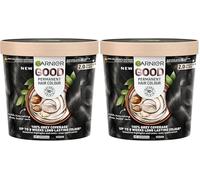 Garnier GOOD Permanent Hair Dye, 2.0 Truffle Soft Black. Provides 100% grey coverage and 8-week colour. No ammonia, vegan shea butter formula for deep, soft black on all hair types. (Pack of 2)