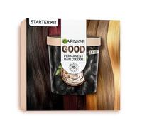 Garnier Good Permanent Hair Dye Premium Starter Kit, 2.0 Truffle Soft Black, Up To 100% Grey Coverage, 8 Weeks Long-Lasting Colour, Non-Drip Application