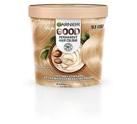 Garnier GOOD Permanent Hair Dye, 9.1 Vanilla Blonde. Delivers 100% grey coverage and 8-week colour. No ammonia, vegan shea butter formula for vibrant, luminous blonde on all hair types.