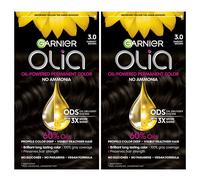 Garnier Hair Color Olia Ammonia-Free Brilliant Color Oil-Rich Permanent Hair Dye 3.0 Darkest Brown 2 Count (Packaging May Vary)