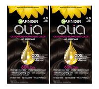 Garnier Hair Color Olia Ammonia-Free Brilliant Color Oil-Rich Permanent Hair Dye 4.0 Dark Brown 2 Count (Packaging May Vary)