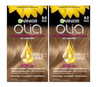 Garnier Hair Color Olia Ammonia-Free Brilliant Color Oil-Rich Permanent Hair Dye 8.0 Medium Blonde 2 Count (Packaging May Vary)