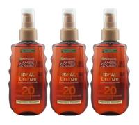 Garnier Ideal Bronze 3 x 150ml Protective Sun Oil SPF20 UVA / UVB Protection