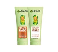 Garnier Keratin Sleek Shampoo & Conditioner Bundle for Dull, Frizzy Hair