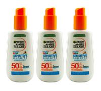 Garnier Kids Sensitive 3x 150ml Sun Spray SPF 50+ for Children Extra Waterproof
