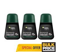 Garnier Men Magnesium Ultra Dry Deo Roll-On 72H Sweat Odor Protection 3-Pack