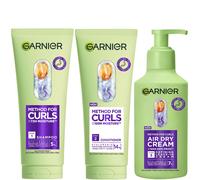 Garnier Method for Curls Shampoo, Conditioner and Air Dry Cream Bundle