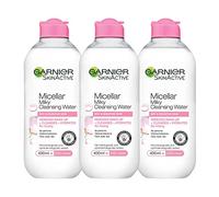 Garnier Micellar Milky Cleansing Water Dry and Sensitive Skin, Hydrating Face and Eye Make-Up Remover and Cleanser 400 ml Pack of 3