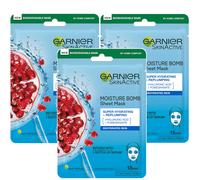 Garnier Moisture Bomb Pomegranate and Hyaluronic Acid Face Sheet Mask Trio