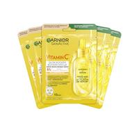 Garnier Moisturising Cloth Masks for Sensitive Skin, with Hyaluronic Acid and Vitamin C, for Radiant Skin and Glow Effect, SkinActive, 5 x 1 Masks