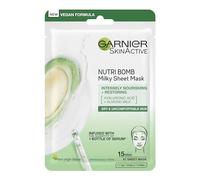 Garnier Nutri Bomb Milky Sheet Mask, With Almond Milk and Hyaluronic Acid for Hydrated Glowing Skin, Intensely Nourishing & Restoring Milky Face Masks, Vegan Tissue