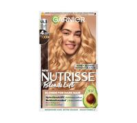 Garnier Nutrisse Blonde Lift Hair Dye, Vegan, UL3 Honey Blonde Lift. For 100% grey coverage and 4 levels of lift. No-ammonia, vegan for warm, sun-kissed honey blonde tones and radiant results.