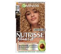 Garnier Nutrisse Blonde Lift Hair Dye, Vegan, UL1 Chestnut Blonde Lift. Achieves 100% grey coverage and 4 levels of lift. No-ammonia, vegan for rich, subtle chestnut blonde hues and a luminous finish.