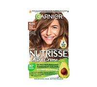 Garnier Nutrisse Creme Blonde Hair Dye Permanent, Up to 100 percent Grey Hair Coverage, 90 percent Natural origin formula, No Ammonia with 5 Oils, 6.03 Natural Golden Dark Blonde, 75 ml