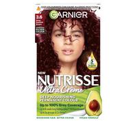 Garnier Nutrisse Ultra Crème Vegan Hair Dye, 3.6 Deep Reddish Brown. Achieve 100% grey coverage and vibrant, warm 8-week colour. This no-ammonia, vegan formula delivers a rich, reddish-brown hue.