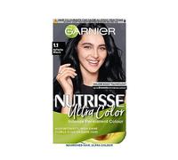 Garnier Nutrisse Ultra Color Permanent Hair Dye, 1.10 Infinite Black | 100% Grey Coverage, Vibrant Long-Lasting 8-W olour, Up To 3x Shinier Hair, Up To 3x Stronger Hair, No-Ammonia