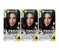 Garnier Nutrisse Ultra Coverage Hair Color,Permanent Hair Dye for Up to 8 Weeks of Stubborn Gray Coverage, 200 Deep Soft Black (Black Sesame), 3 Count