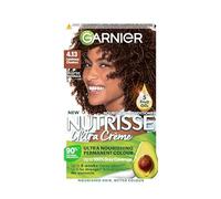 Garnier Nutrisse Ultra Crème 4.13 Luminous Chestnut Permanent Hair Dye, Rich Glowing 8-Week Long Lasting Colour, 100% Grey Coverage, Vegan Formula with 5-Oil Conditioner for 5x Stronger Hair