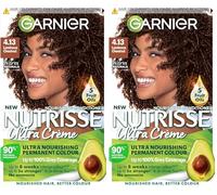 Garnier Nutrisse Ultra Crème Vegan Hair Dye, 4.13 Luminous Chestnut. Provides 100% grey coverage and a rich, glowing 8-week colour. This no-ammonia, vegan formula offers a stunning luminous chestnut.