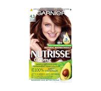 Garnier Nutrisse Ultra Crème Vegan Hair Dye, 4.3 Dark Golden Brown. Achieve 100% grey coverage and a rich, sun-kissed 8-week colour. A gentle, no-ammonia, vegan formula for vibrant dark golden tones.