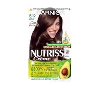 Garnier Nutrisse Ultra Crème Vegan Hair Dye, 5.12 Glacial Brown. Offers 100% grey coverage and cool, sophisticated 8-w olour. This no-ammonia, vegan formula cares for your hair while coloring.