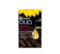 Garnier Olia Permanent Hair Dye, No Ammonia, Full Grey Coverage, Long-lasting Colour & Shine, Vegan Formula, Colour: 4.0 Dark Brown, 230g