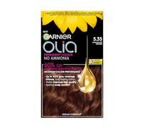 Garnier Olia 5.35 Rich Chocolate Brown, oil-powered, no-ammonia. 100% grey coverage. Luminous, long-lasting, vibrant rich chocolate brown color with exceptional shine.