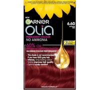 Garnier Olia 6.60 Intense Red, oil-powered, no-ammonia. 100% grey coverage. Lum