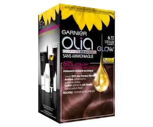 Garnier Olia Glow Permanent Hair Colour - Ammonia-Free - Natural Flower Oils - Very Light Ash Brown (6.12)