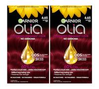 Garnier Olia Hair Color, Ammonia-Free Permanent Hair Dye, Oil-Powered Formula for 100% Gray Coverage and 3x Shinier Hair, 6.65 Intense Red, 2 Count