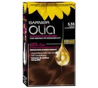 Garnier Olia Permanent Hair Colour without Ammonia, with Nourishing and Natural Oils, Full Grey Hair Coverage, Permanent Colouration, No. 5.35 Warm Chocolate Brown, 3 x 1 Piece
