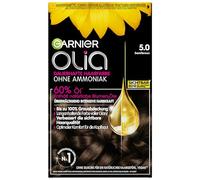 Garnier Olia Permanent Hair Colour without Ammonia, with Nourishing and Natural Oils, Full Grey Hair Coverage, Permanent Colouration, No. 5.0 Velvet Brown, 3 x 1 Piece