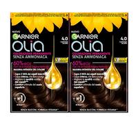 Garnier Olia Permanent Hair Dye Without Ammonia Colouring with Flower Oils of Natural Origin with Brightening and Nourishing Action, Colour 4.0 Dark Brown - 2 Packs