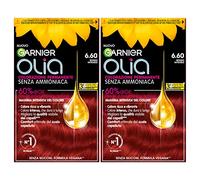 Garnier Olia Permanent Hair Dye Without Ammonia Colouring with Flower Oils of Natural Origin with Brightening and Nourishing Action, Colour 6.60 Intense Red - 2 Packs