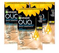 Garnier Olia Permanent Hair Dye Without Ammonia Colouring with Flower Oils of Natural Origin with Brightening and Nourishing Action, Colour 110 Very Light Blonde Natural Intense - 3 Packs