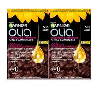 Garnier Olia Permanent Hair Dye Without Ammonia Colouring with Flower Oils of Natural Origin with Brightening and Nourishing Action, Colour 5.15 Dark Brown - 2 Packs