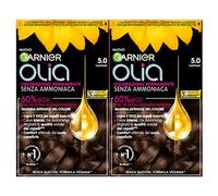 Garnier Olia Permanent Hair Dye Without Ammonia Colouring with Flower Oils of Natural Origin with Brightening and Nourishing Action, Colour 5.0 Brown - 2 Packs