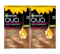 Garnier Olia Permanent Hair Dye Without Ammonia Colouring with Flower Oils of Natural Origin with Brightening and Nourishing Action, Colour 8.0 Light Blonde - 2 Packs
