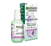 Garnier Organic Lavandin & Hyaluronic Acid Serum Cream, 2in1 Formula With Hyaluronic Acid serum & Hydrating Moisturiser, Replumps Skin & Reduces Fine Lines, Organic & Vegan Formula, 50ml