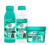 Garnier PACK Ultimate Blends Aloe Vera Conditioner 350ml, Hair Food Aloe Mask 400ml & Hair Food Aloe Shampoo 350ml