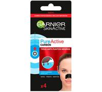 Garnier Pure Active Anti-Blackhead Charcoal Nose Strips, Pack of 4 Nose Strips, Remove Blackheads, Impurities & Excess Sebum, Use on Nose, Forehead and Chin, Dermatologically Tested