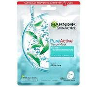 Garnier Pure Active Tea Tree & Salicylic Acid Sheet Mask, Mattfies Skin & Visibly Unclogs Pores In 15 Minutes, Dermatologically Tested