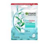 Garnier Pure Active Tea Tree & Salicylic Acid Sheet Mask, Mattfies Skin & Visibly Unclogs Pores In 15 Minutes, Dermatologically Tested