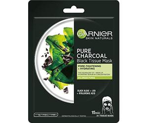 Garnier, Pure Charcoal Black Tissue Mask Cleansing and Moisturising Pore Tightening Mask A Cleaning Mask on a Carbon Fabric