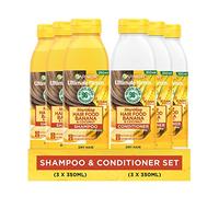 Garnier Shampoo & Conditioner Set by Ultimate Blends,Nourishing Banana Hair Food for Dry Hair,98 Percent Natural Origin Ingredients, 3 x 350ml Shampoo and 3 x 350ml Conditioner,100% Vegan Formula