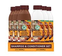 Garnier Shampoo & Conditioner Set by Ultimate Blends, Smoothing Coconut Hair Food For Curly and Frizzy Hair, 98 Percent Natural Origin Ingredients,3 x 350ml Shampoo and 3 x 350ml Conditioner